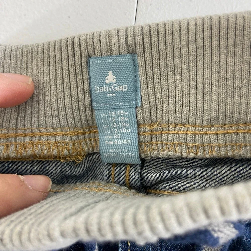 Baby GAP unisex pull on cotton blue denim medium wash jeans pants casual 12-18 m